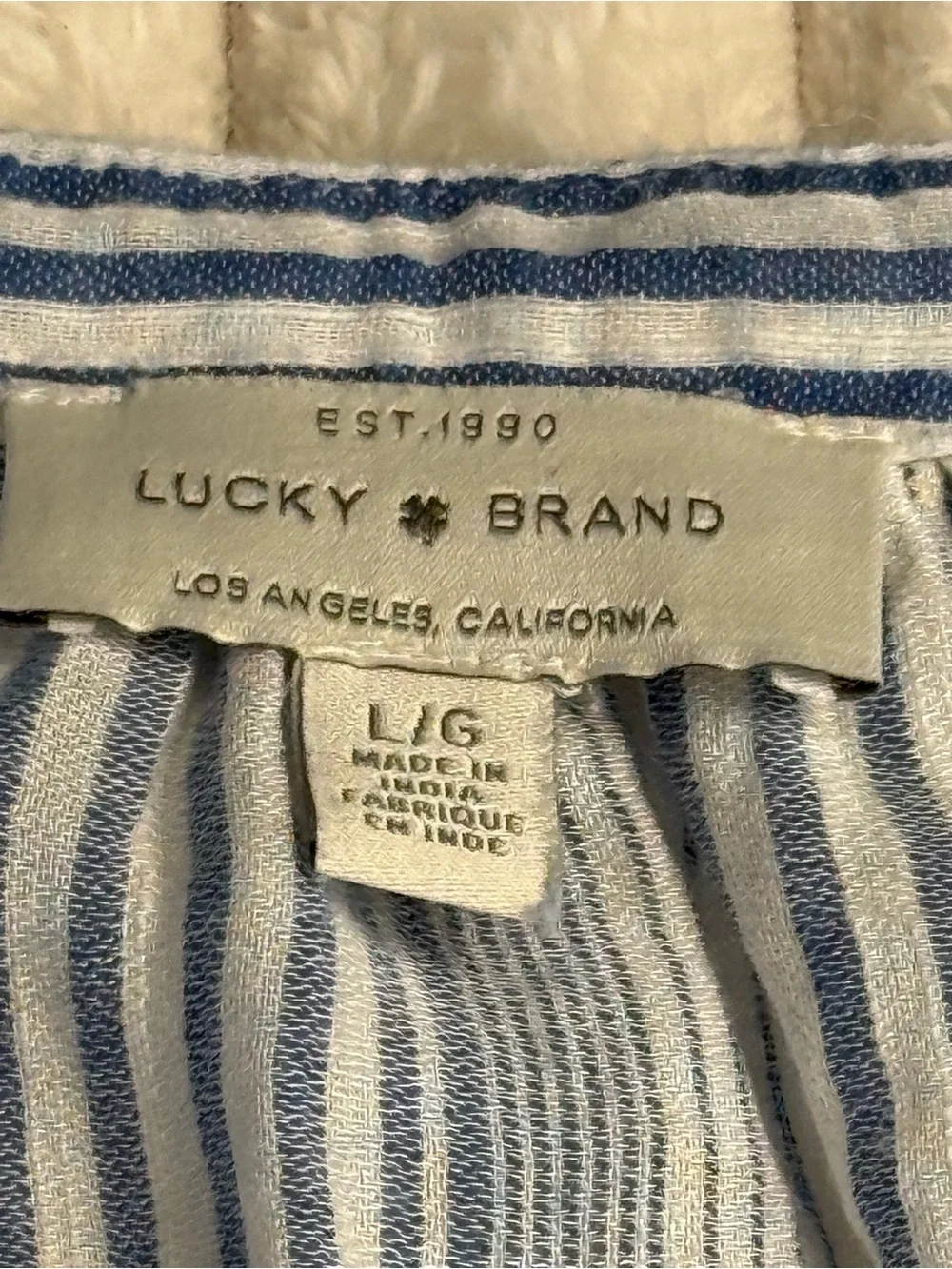 Lucky Brand Striped Blue White  Long Sleeve Lightweight Button Down Shirt Size L - Picture 4 of 7